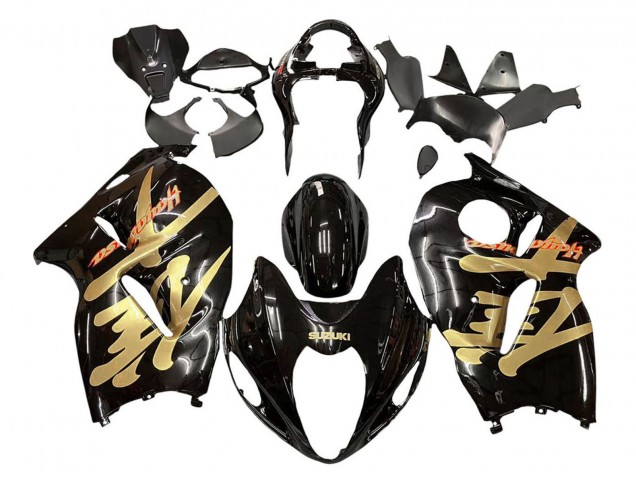Lojas Carenagens Moto Suzuki GSXR 1300 Hayabusa 1996-2007 - Preto Brilhante Ouro Hayabusa