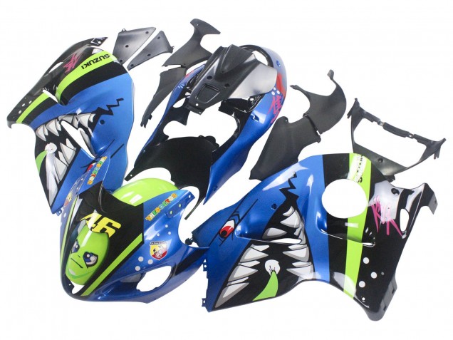 Lojas Carenagens Moto Suzuki GSXR 1300 Hayabusa 1996-2007 - Azul Verde Tubarão 46
