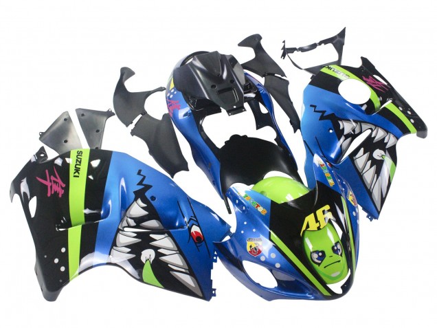 Lojas Carenagens Moto Suzuki GSXR 1300 Hayabusa 1996-2007 - Azul Verde Tubarão 46