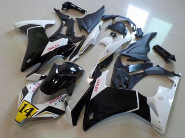 Lojas Carenagens Moto Honda CBR500R 2013-2015 - Branco Amarelo Preto Brilhante DENSO
