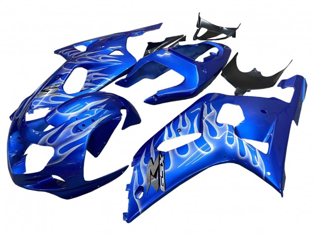 Lojas Carenagens Moto Suzuki GSXR 600 / GSXR 750 2001-2003 - Azul Branco Chama