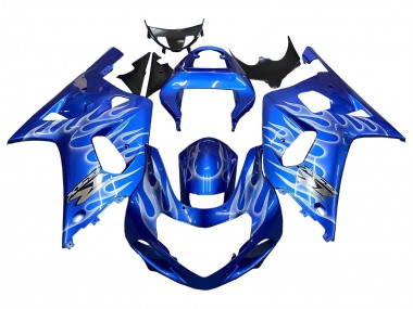 Lojas Carenagens Moto Suzuki GSXR 600 / GSXR 750 2001-2003 - Azul Branco Chama