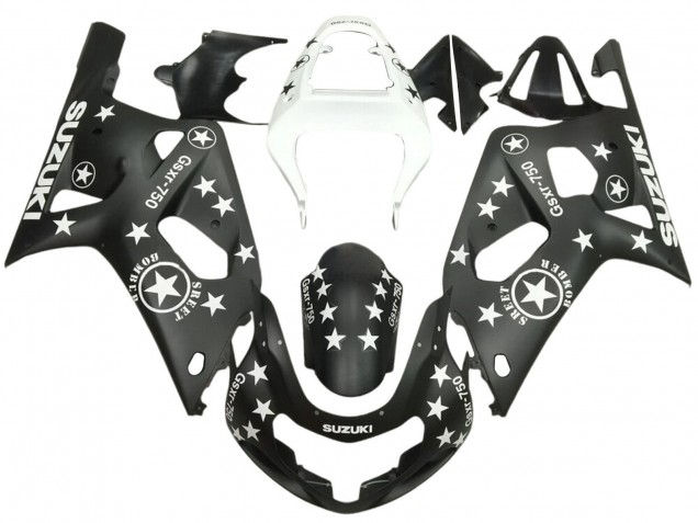 Lojas Carenagens Moto Suzuki GSXR 600 / GSXR 750 2001-2003 - Preto Brilhante Branco Estrela