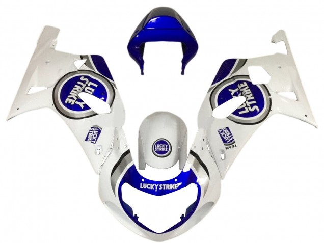 Lojas Carenagens Moto Suzuki GSXR 600 / GSXR 750 2001-2003 - Branco Azul Lucky Strike