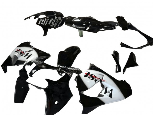 Lojas Carenagem Moto Kawasaki ZX9R 2000-2001 - Preto Brilhante Branco West