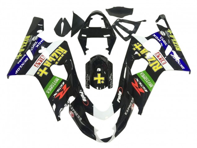 Lojas Carenagens Moto Suzuki GSXR 600 / GSXR 750 2001-2003 - Preto Brilhante Verde Branco Amarelo Rizla