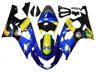 Lojas Carenagens Moto Suzuki GSXR 600 / GSXR 750 2004-2005 - Azul Amarelo Preto Tubarão
