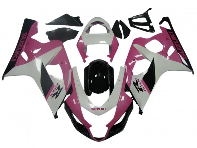 Lojas Carenagens Moto Suzuki GSXR 600 / GSXR 750 2004-2005 - Branco Rosa Preto