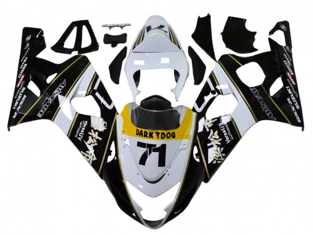 Lojas Carenagens Moto Suzuki GSXR 600 / GSXR 750 2004-2005 - Branco Preto Amarelo Dark Dog 71
