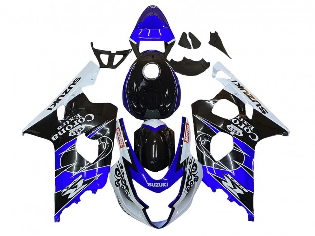 Lojas Carenagem Moto Suzuki GSXR 600 / GSXR 750 2004-2005 - Branco Azul Preto Corona Motul
