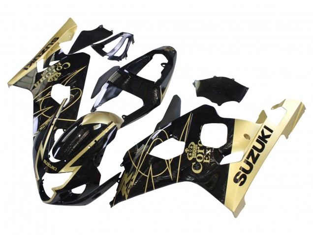 Lojas Carenagens Moto Suzuki GSXR 600 / GSXR 750 2004-2005 - Preto Brilhante Ouro Corona