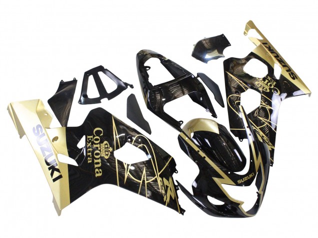 Lojas Carenagens Moto Suzuki GSXR 600 / GSXR 750 2004-2005 - Preto Brilhante Ouro Corona