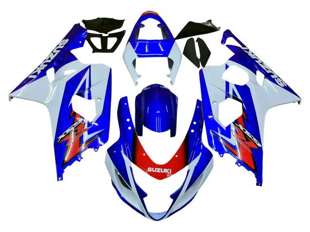Lojas Carenagem Moto Suzuki GSXR 600 / GSXR 750 2004-2005 - Branco Azul Vermelho