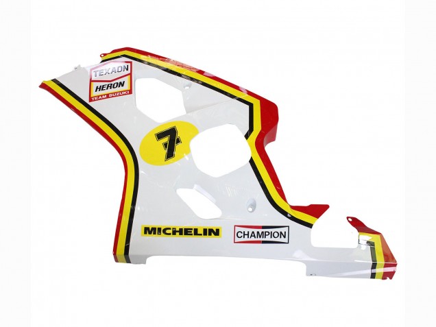 Lojas Carenagens Moto Suzuki GSXR 600 / GSXR 750 2004-2005 - Branco Vermelho Amarelo Michelin Texaon Heron 7