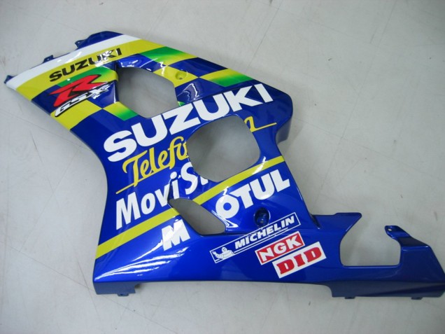 Lojas Carenagens Moto Suzuki GSXR 600 / GSXR 750 2004-2005 - Azul Branco Amarelo Verde Telefonica Motul MoviStar