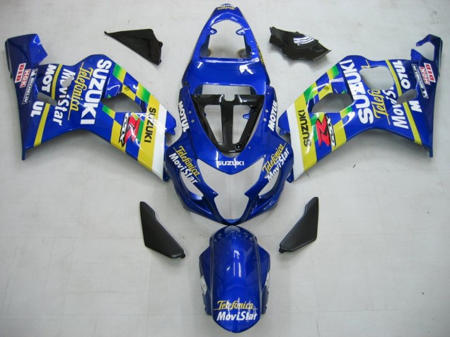 Lojas Carenagens Moto Suzuki GSXR 600 / GSXR 750 2004-2005 - Azul Branco Amarelo Verde Telefonica Motul MoviStar