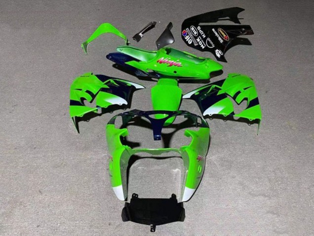 Lojas Carenagem Moto Kawasaki ZX9R 2000-2001 - Verde Branco Preto Brilhante