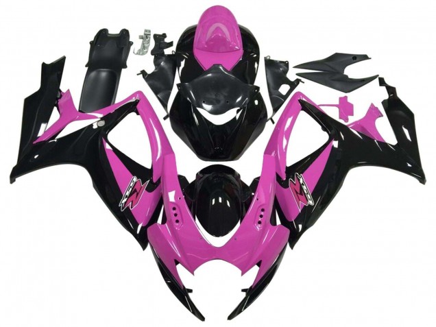 Lojas Carenagem Moto Suzuki GSXR 600 / GSXR 750 2006-2007 - Rosa Preto Brilhante