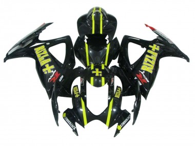 Lojas Carenagens Moto Suzuki GSXR 600 / GSXR 750 2006-2007 - Preto Brilhante Amarelo Rizla