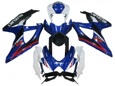 Lojas Carenagens Moto Suzuki GSXR 600 / GSXR 750 2006-2007 - Branco Azul Vermelho Preto
