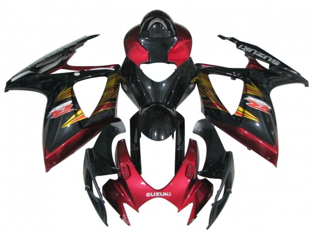Lojas Carenagem Moto Suzuki GSXR 600 / GSXR 750 2006-2007 - Preto Brilhante Vermelho Ouro