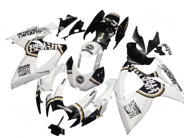 Lojas Carenagens Moto Suzuki GSXR 600 / GSXR 750 2006-2007 - Branco Preto Lucky Strike Motul