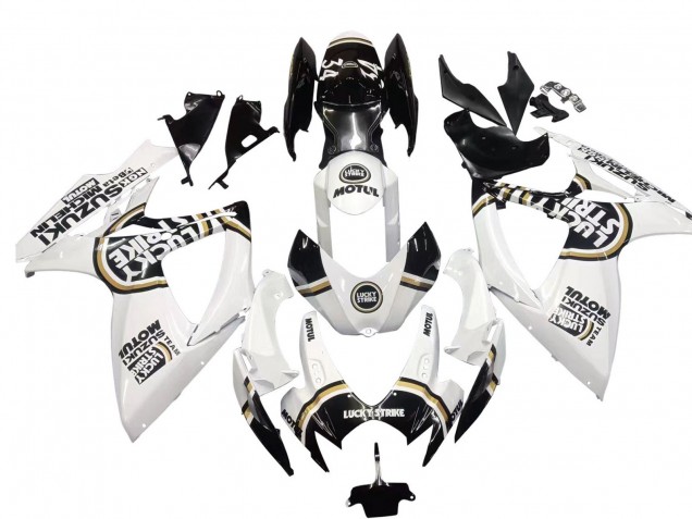 Lojas Carenagens Moto Suzuki GSXR 600 / GSXR 750 2006-2007 - Branco Preto Lucky Strike Motul