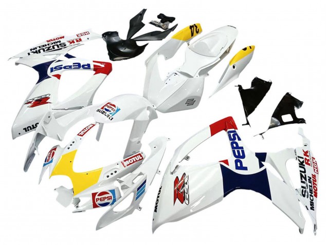 Lojas Carenagens Moto Suzuki GSXR 600 / GSXR 750 2006-2007 - Branco Vermelho Amarelo Motul
