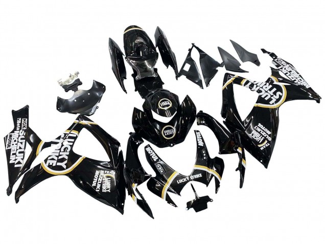 Lojas Carenagens Moto Suzuki GSXR 600 / GSXR 750 2006-2007 - Preto Brilhante Branco Motul Lucky Strike