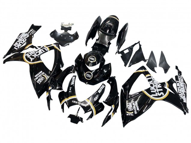 Lojas Carenagens Moto Suzuki GSXR 600 / GSXR 750 2006-2007 - Preto Brilhante Branco Motul Lucky Strike