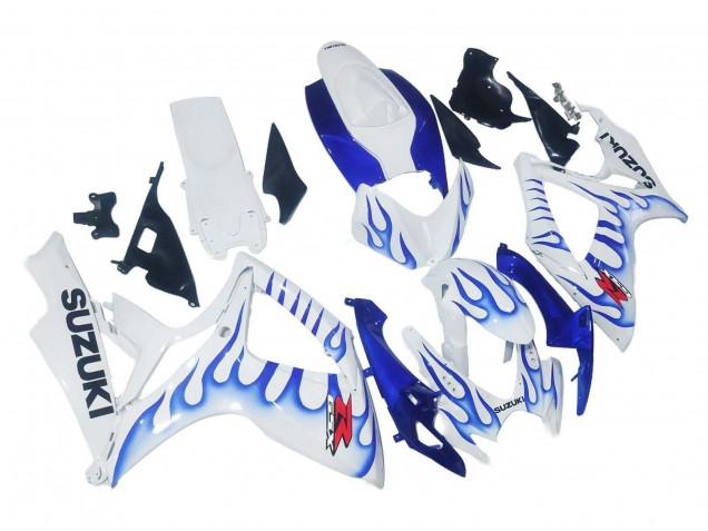 Lojas Carenagens Moto Suzuki GSXR 600 / GSXR 750 2006-2007 - Branco Azul Chama