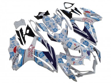 Lojas Carenagens Moto Suzuki GSXR 600 / GSXR 750 2006-2007 - Branco Azul Preto Vermelho Nastro Azzurro