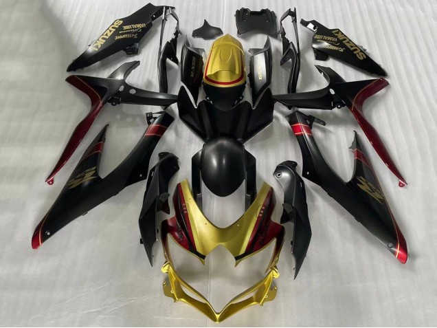 Lojas Carenagens Moto Suzuki GSXR 600 / GSXR 750 2006-2007 - Ouro Preto Fosco Vermelho