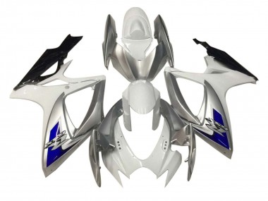 Lojas Carenagens Moto Suzuki GSXR 600 / GSXR 750 2006-2007 - Branco Prata Azul Preto