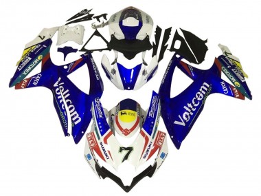 Lojas Carenagens Moto Suzuki GSXR 600 / GSXR 750 2006-2007 - Branco Azul Amarelo Vermelho Voltcom