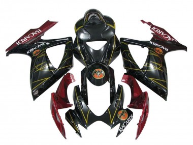 Lojas Carenagens Moto Suzuki GSXR 600 / GSXR 750 2006-2007 - Preto Brilhante Vermelho Ouro
