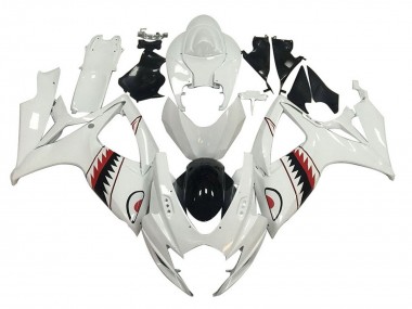 Lojas Carenagens Moto Suzuki GSXR 600 / GSXR 750 2006-2007 - Branco Vermelho Preto Tubarão