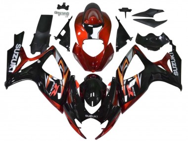 Lojas Carenagens Moto Suzuki GSXR 600 / GSXR 750 2006-2007 - Vermelho Preto Brilhante Laranja