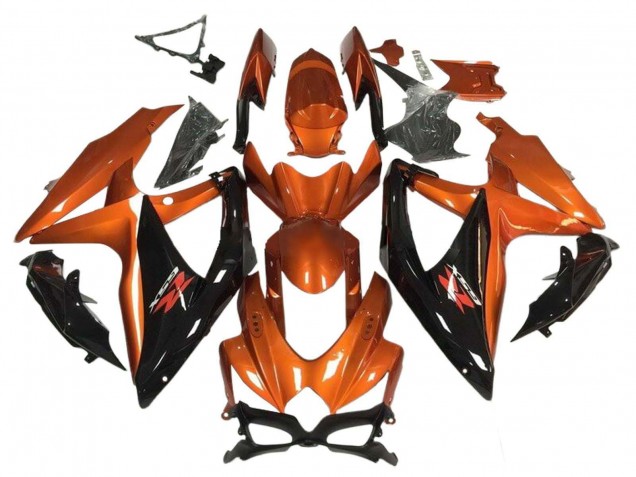 Lojas Carenagem Moto Suzuki GSXR 600 / GSXR 750 2008-2010 - Laranja Preto Brilhante