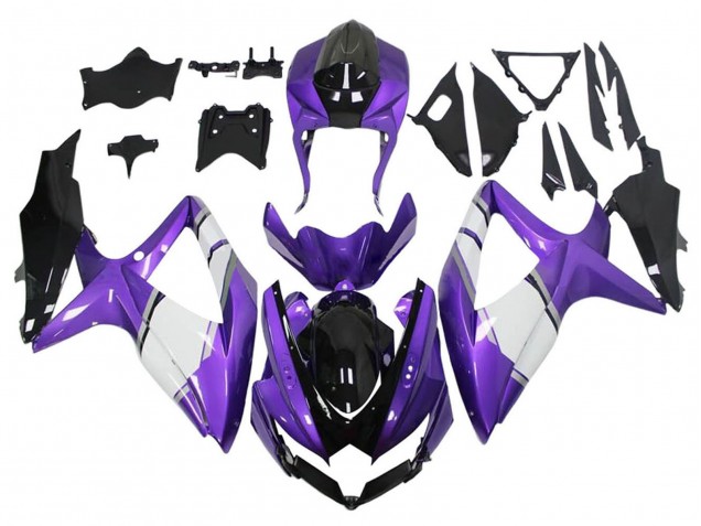 Lojas Carenagens Moto Suzuki GSXR 600 / GSXR 750 2008-2010 - Roxo Branco Preto Brilhante