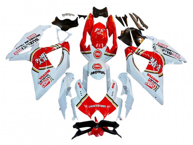 Lojas Carenagens Moto Suzuki GSXR 600 / GSXR 750 2008-2010 - Branco Vermelho Motul Lucky Strike