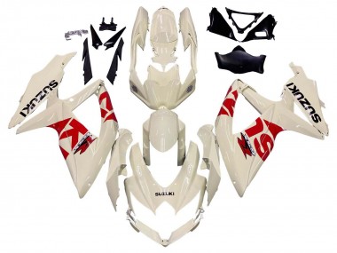 Lojas Carenagens Moto Suzuki GSXR 600 / GSXR 750 2008-2010 - Creme Branco Vermelho Preto