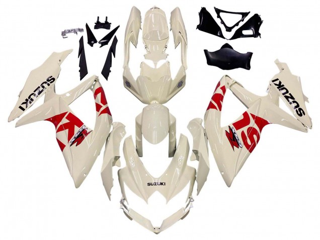 Lojas Carenagens Moto Suzuki GSXR 600 / GSXR 750 2008-2010 - Creme Branco Vermelho Preto