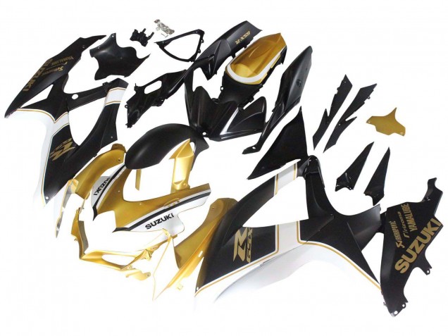 Lojas Carenagens Moto Suzuki GSXR 600 / GSXR 750 2008-2010 - Preto Fosco Branco Ouro