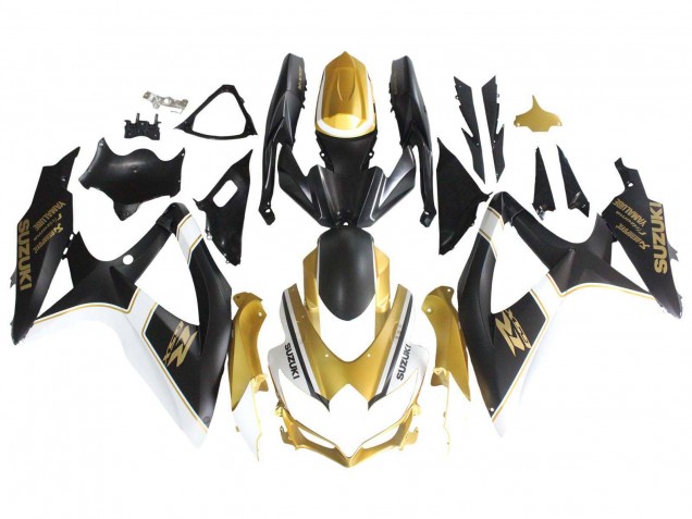 Lojas Carenagens Moto Suzuki GSXR 600 / GSXR 750 2008-2010 - Preto Fosco Branco Ouro