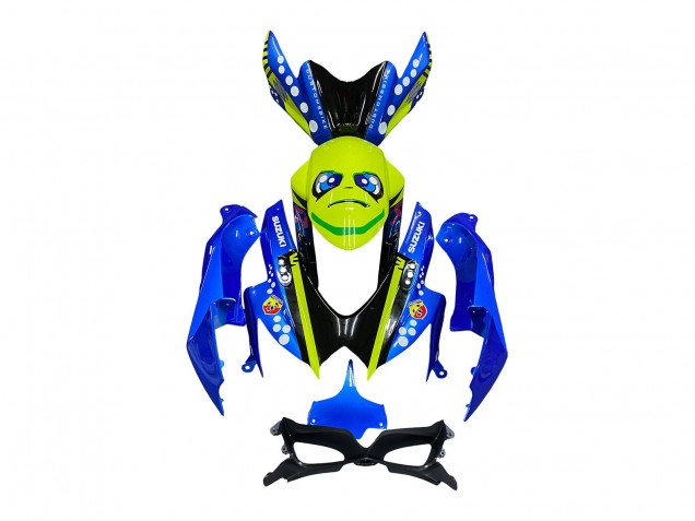 Lojas Carenagens Moto Suzuki GSXR 600 / GSXR 750 2008-2010 - Azul Verde Fluorescente Tubarão
