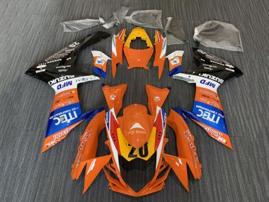 Lojas Carenagens Moto Suzuki GSXR 600 / GSXR 750 2008-2010 - Laranja Azul Branco Preto ITEC