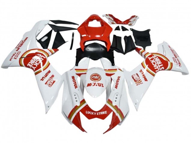 Lojas Carenagens Moto Suzuki GSXR 600 / GSXR 750 2008-2010 - Branco Vermelho Lucky Strike