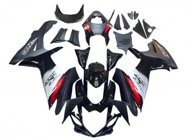 Lojas Carenagens Moto Suzuki GSXR 600 / GSXR 750 2011-2024 - Preto Brilhante Forjado Fibra de Carbono Prata Vermelho