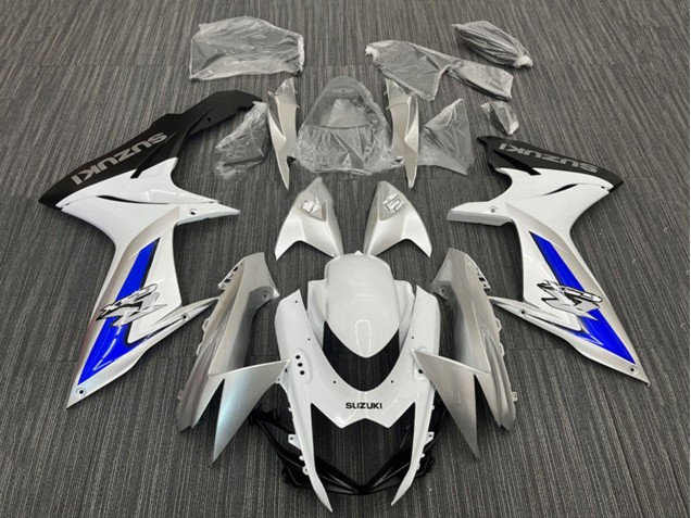 Lojas Carenagens Moto Suzuki GSXR 600 / GSXR 750 2011-2024 - Branco Prata Azul Preto